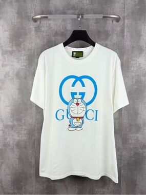 🚩steal Gucci x Doraemon White Graphic Tee - Blue Logo